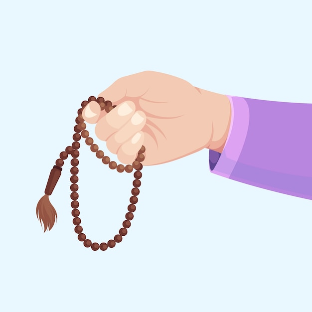 손으로 그린 평면 디자인 tasbih 그림