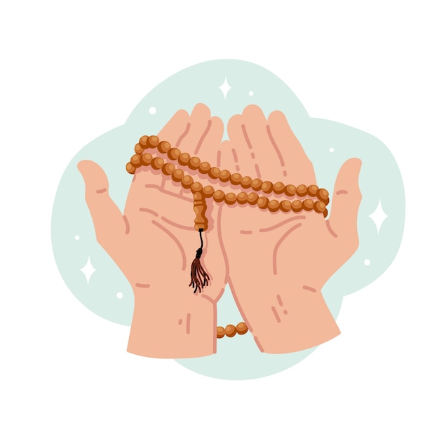 손으로 그린 평면 디자인 tasbih 그림