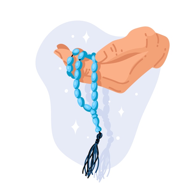 손으로 그린 평면 디자인 tasbih 그림