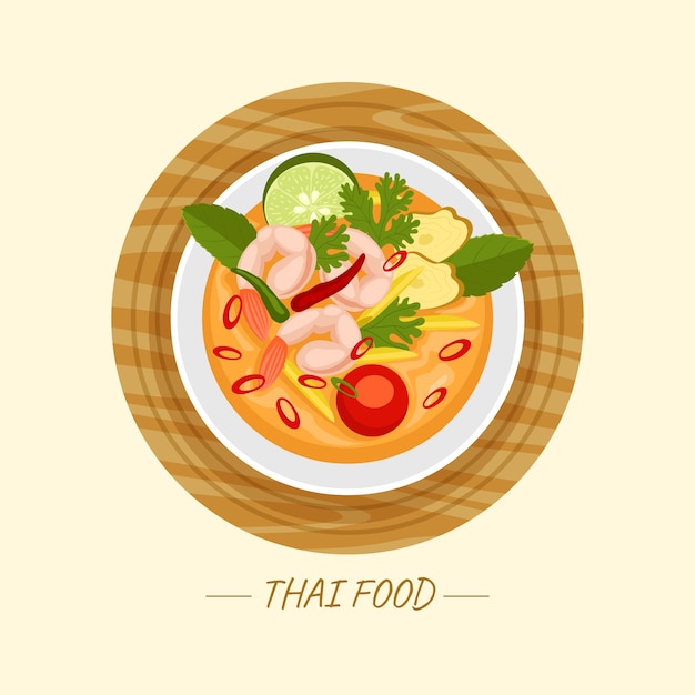 Hand drawn flat design thai food illustration