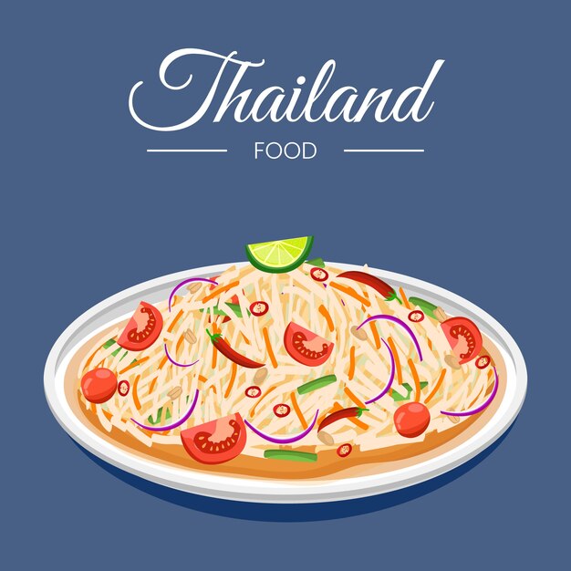 Hand drawn flat design thai food illustration