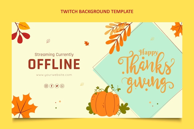 Free vector hand drawn flat design thanksgiving twitch background