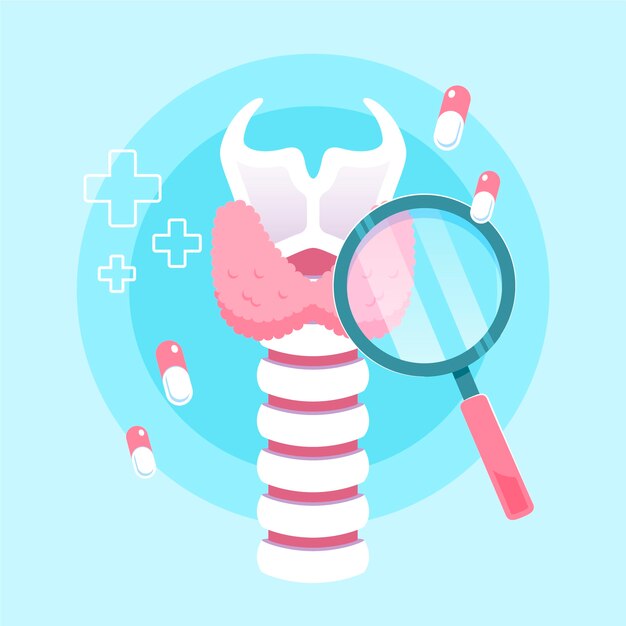 hand drawn flat design thyroid illustration