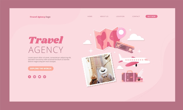 Hand drawn flat design travel agency landing page