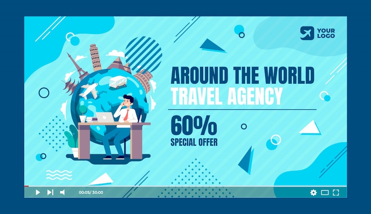 Free Vector hand drawn flat design travel agency template