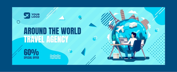 Free Vector hand drawn flat design travel agency template