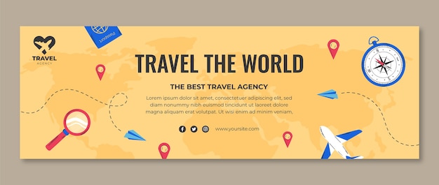 Free vector hand drawn flat design travel agency template