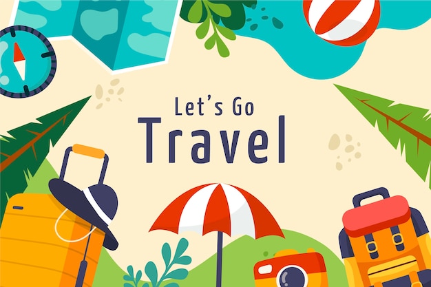 Hand drawn flat design travel background