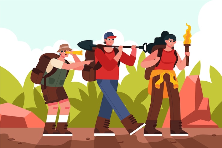 Free Vector hand drawn flat design treasure hunt illustration