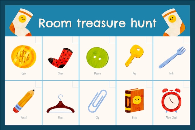 Hand drawn flat design treasure hunt