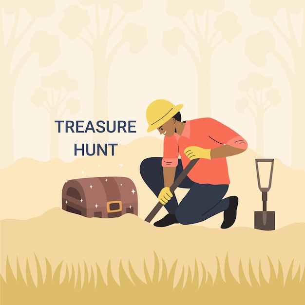 Free vector hand drawn flat design treasure hunt