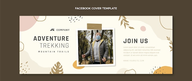 Vettore gratuito copertina facebook trekking design piatto disegnato a mano