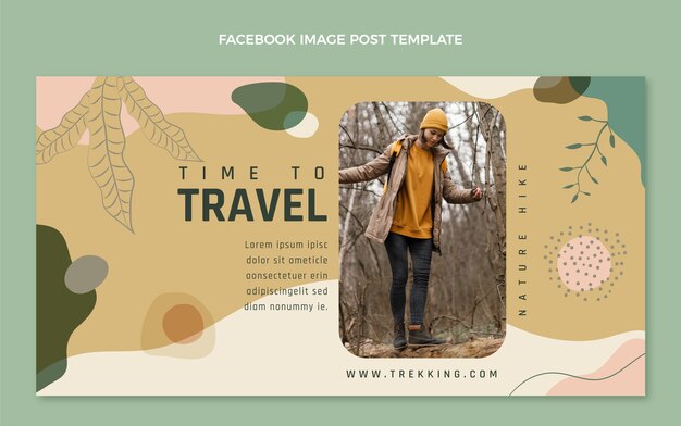 Free vector hand drawn flat design trekking facebook post