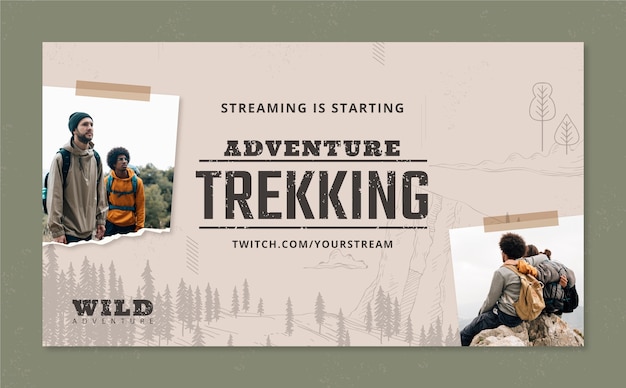 Free vector hand drawn flat design trekking twitch background