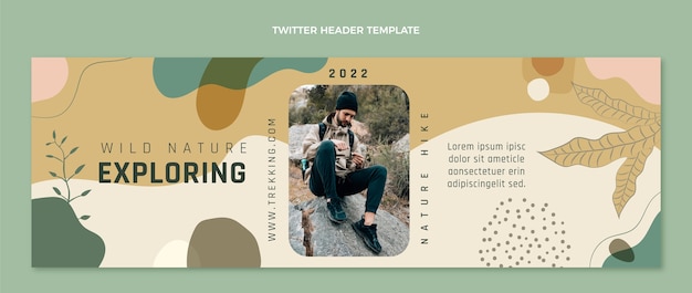 Бесплатное векторное изображение Ручной обращается плоский дизайн треккинг twitter header