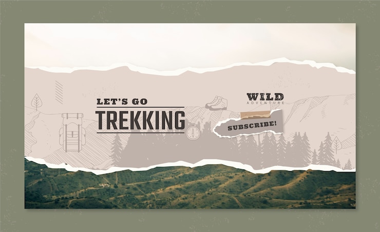 Free Vector hand drawn flat design trekking youtube thumbnail