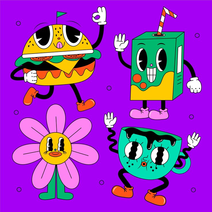 Free Vector hand drawn flat design trendy cartoon element collection