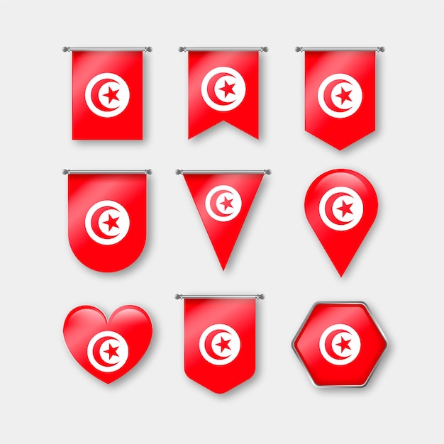 Free vector hand drawn flat design tunisia national emblems