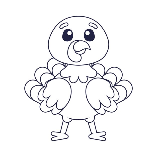 手描きのフラットデザインの七面鳥の輪郭