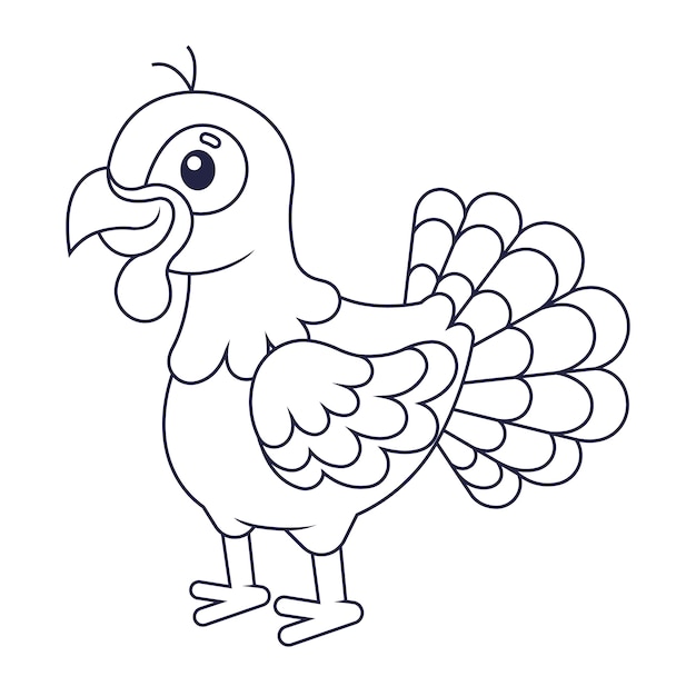 Hand drawn flat design turkey outline