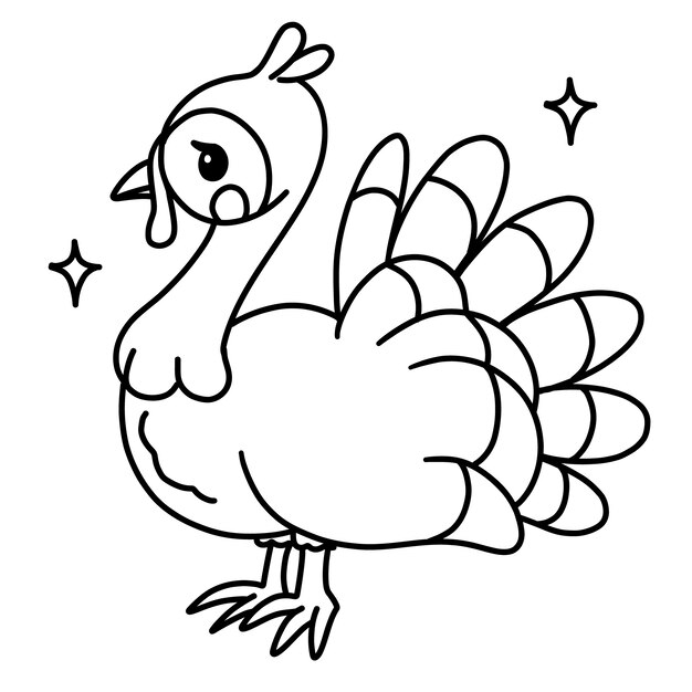 Hand drawn flat design turkey outline