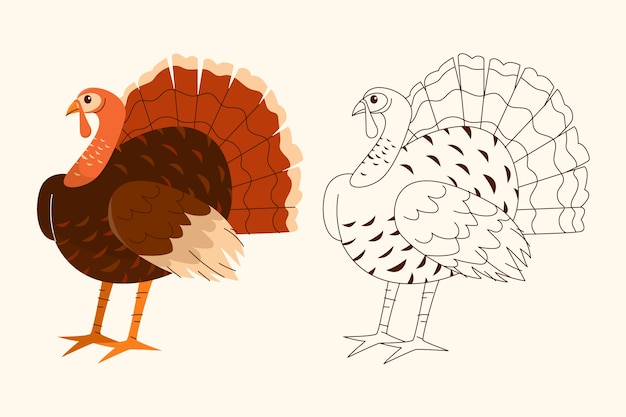 Free vector hand drawn flat design turkey outline