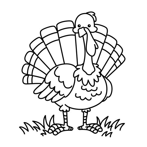 Hand drawn flat design turkey outline