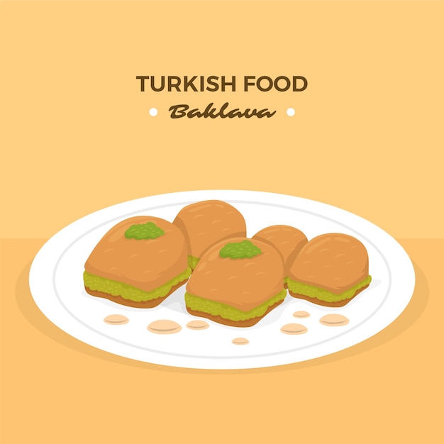 Free vector hand drawn flat design turkish food