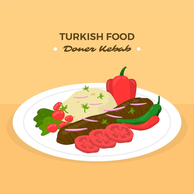 Free vector hand drawn flat design turkish food