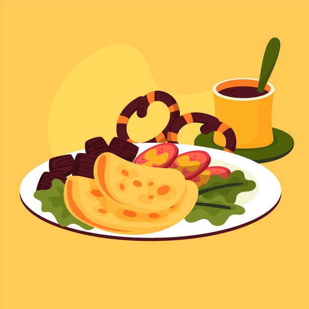 hand drawn flat design turkish food