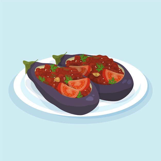 Hand drawn flat design turkish food