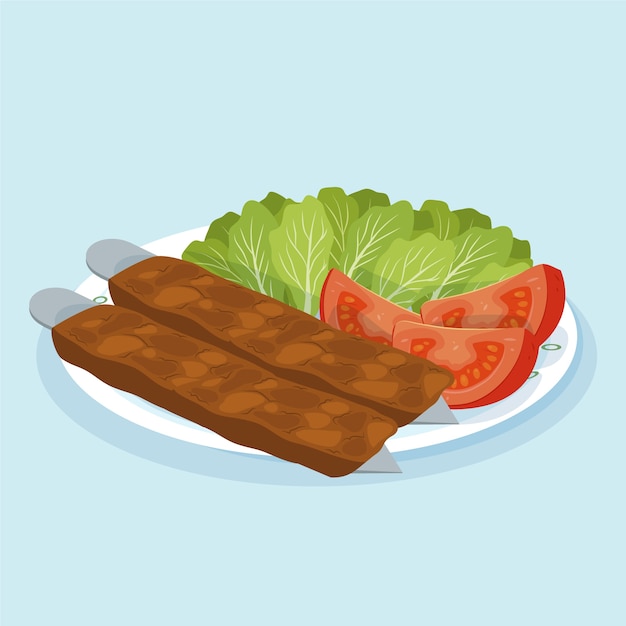 Hand drawn flat design turkish food