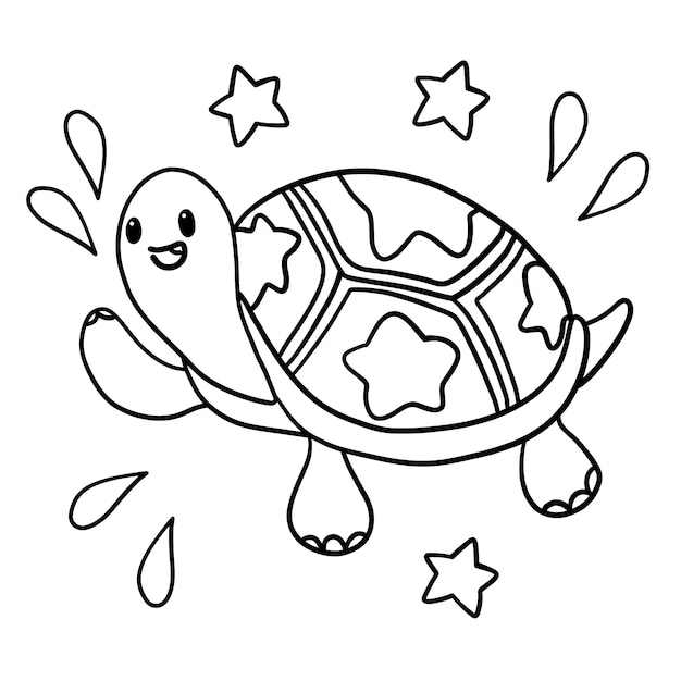Hand drawn flat design turtle outline