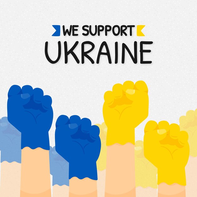 Hand drawn flat design ukraine war illustration