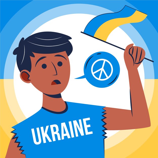 Hand drawn flat design ukraine war illustration