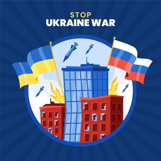 Hand drawn flat design ukraine war illustration