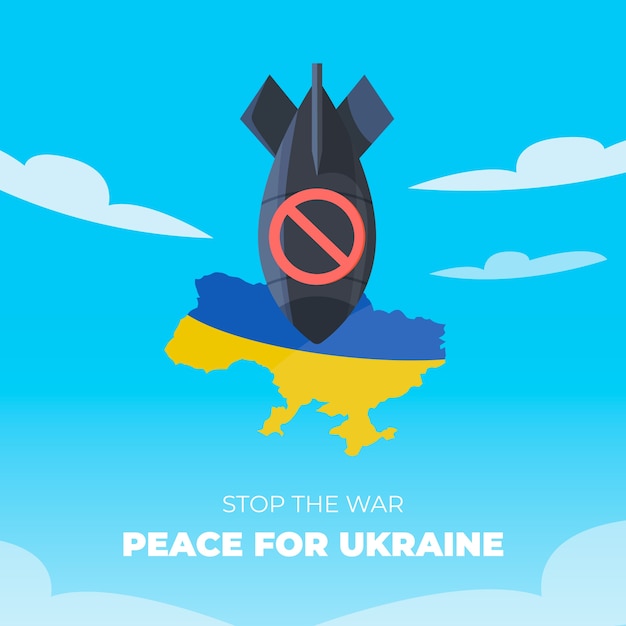 Vettore gratuito illustrazione della guerra dell'ucraina di design piatto disegnato a mano