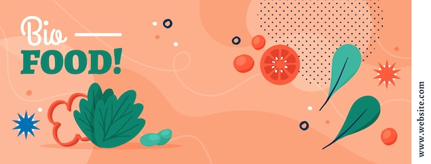 Free vector hand drawn flat design vegetarian food facebook cover