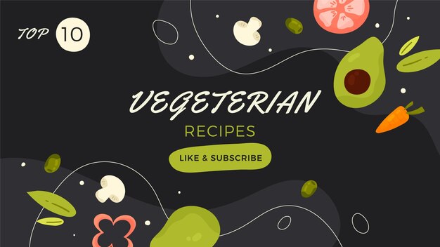 Hand drawn flat design  vegetarian food youtube channel art