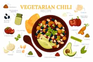 Free vector hand drawn flat design vegetarian recipe
