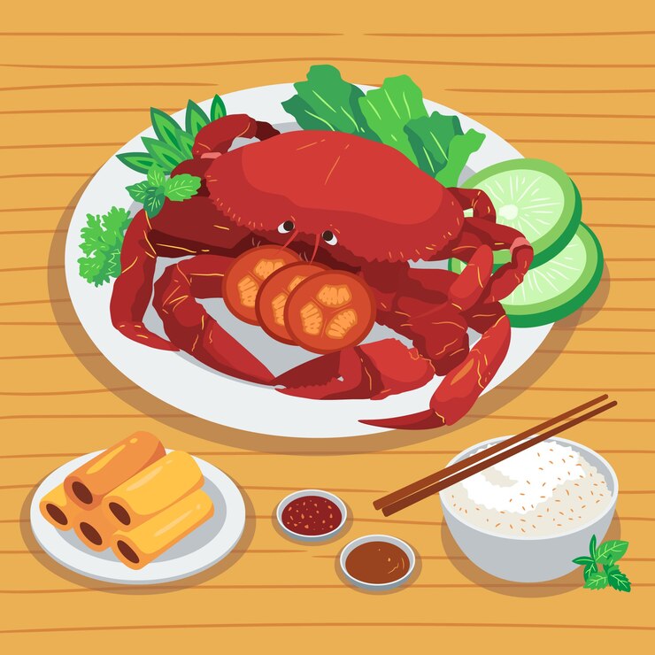 Free Vector hand drawn flat design vietnamese food illustration