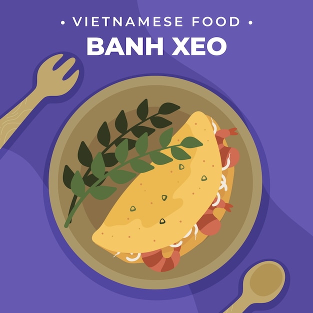 Hand drawn flat design vietnamese food illustration