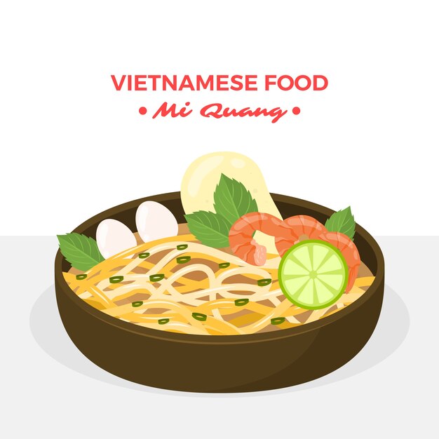 Hand drawn  flat design vietnamese food
