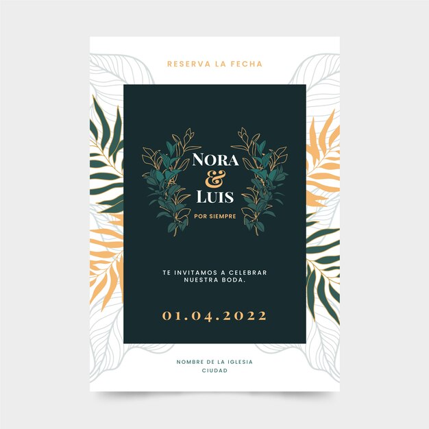 hand drawn flat design wedding invitations in spanish
