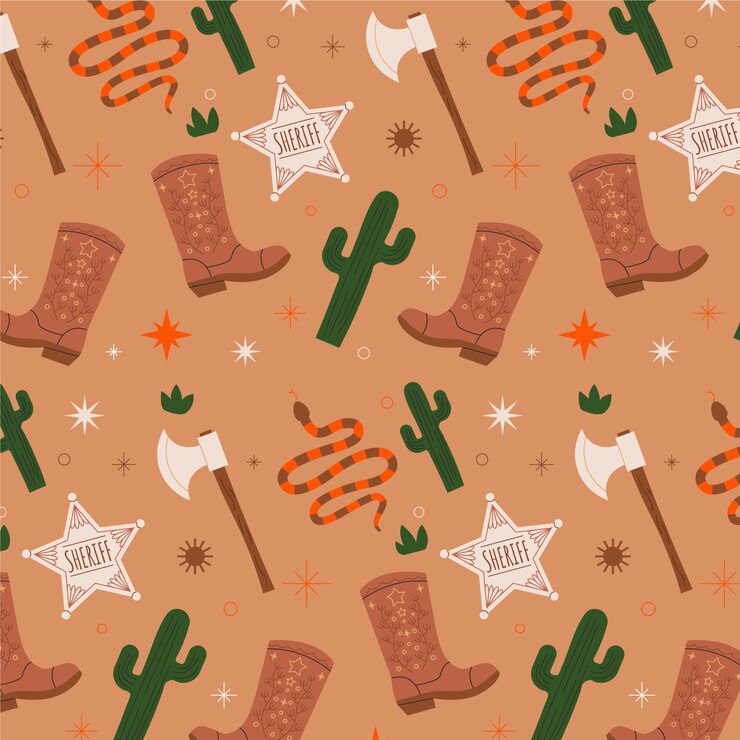 Free Vector hand drawn flat design western pattern