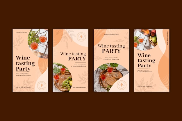Ручной обращается плоский дизайн винной вечеринки instagram рассказы