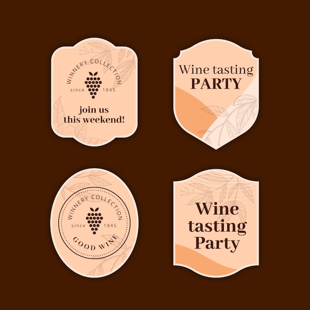 Free vector hand drawn flat design wine party labels