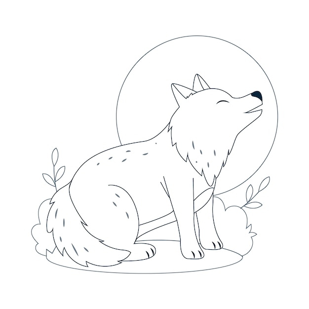 Free vector hand drawn flat design wolf outline