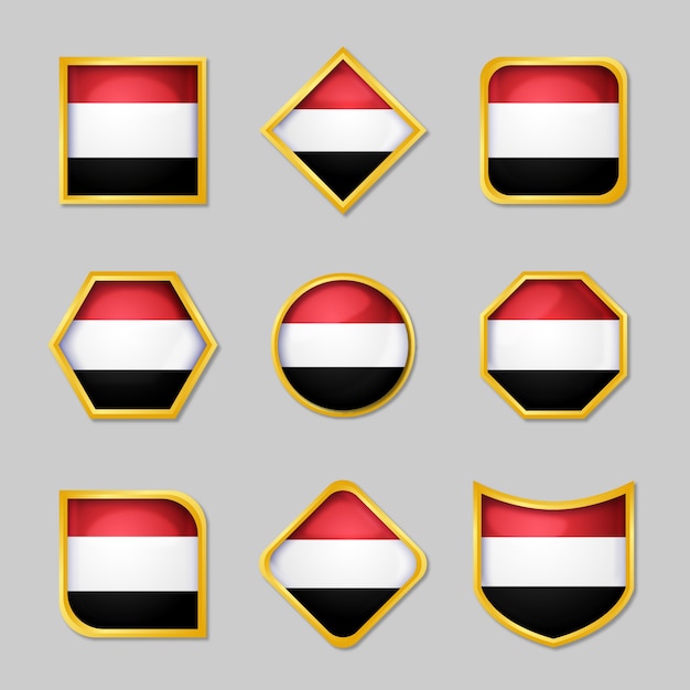 Vettore gratuito emblemi nazionali dello yemen di design piatto disegnato a mano