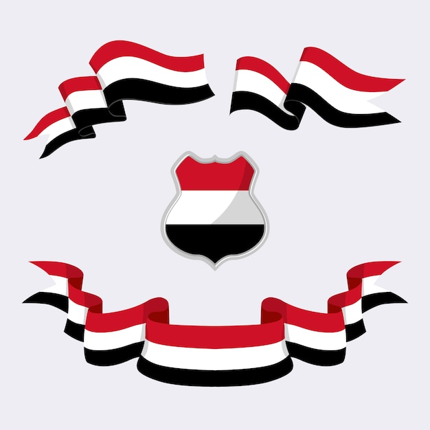 Vettore gratuito emblemi nazionali dello yemen di design piatto disegnato a mano